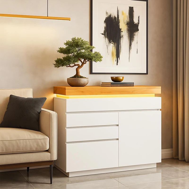 Image of Urban Meuble Modern Gloss Chest Ample Storage Sleek Design White unisex One Size
