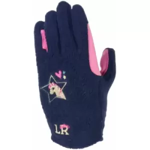 image of Little Rider Childrens/Kids Fleece Riding Gloves (M) (Navy/Pink) - Navy/Pink