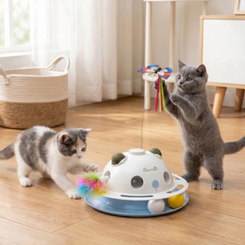 Image of Pawhut 4-In-1 Interactive Cat Toys With Butterfly, Feathers & Catnip Balls