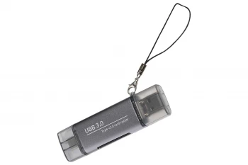 Image of Nikkai USB-C & USB-A 3.0 SD / MicroSD Card Reader - Silver