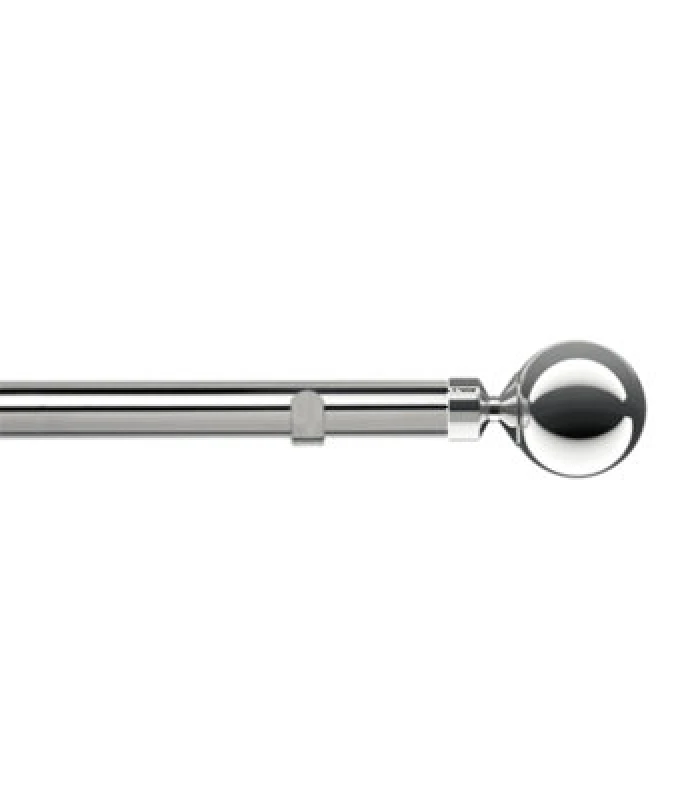 Image of Unknown 28mm Fixed Length Metal Eyelet Curtain Pole Set In Chrome - Met Ball Finial, 50Cm