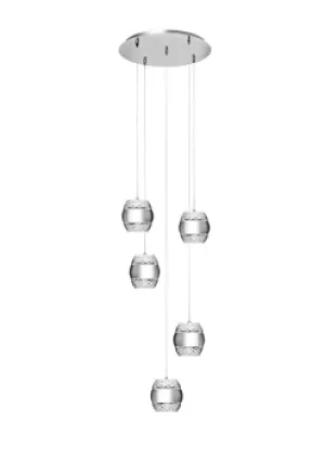 Image of Khalifa Ceiling Cluster Pendant 5 X 6W LED 3000K Line Polished Chrome, Glass, 5400lm,