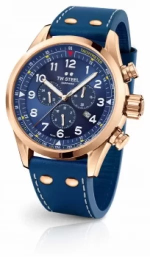 Image of TW Steel Swiss Volante Gold PVD Plated Case Blue Dial SVS204 Watch