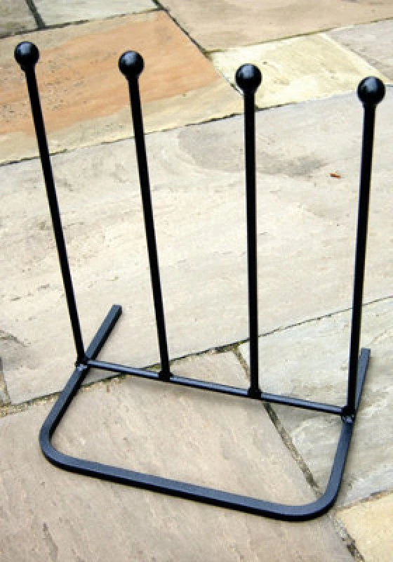 Image of Poppy Forge 2 Pair Boot Rack - Steel Wellie Stand - Steel - L27.9 X W38 X H48.3cm - Black