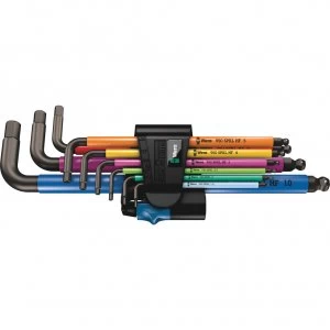 Image of Wera 9 Piece Colour Coded Ball End Holding Hexagon Allen Key Set Metric