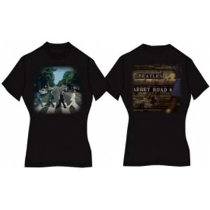 Image of Abbey Road Ladies Black Vintage Print TShirt: Large