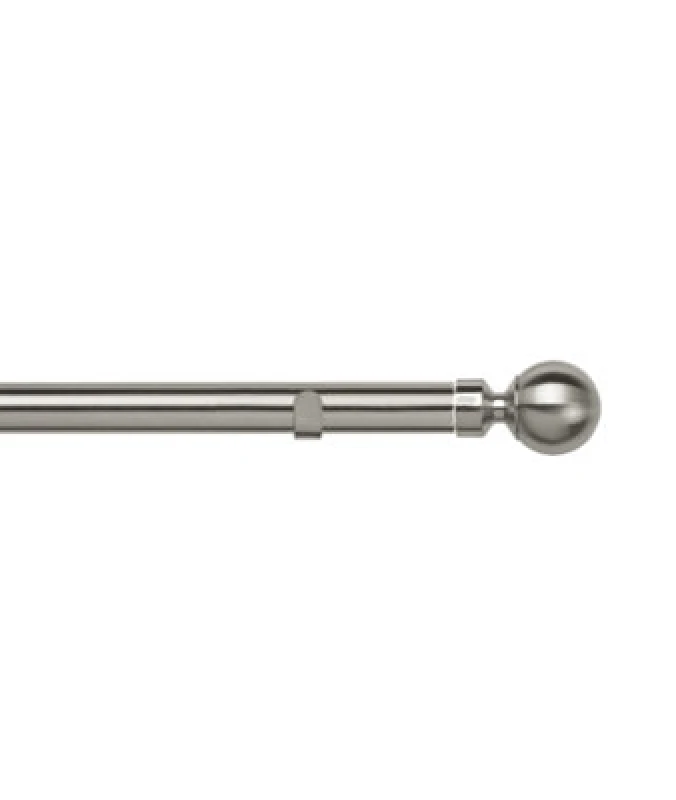 Image of Unknown 28mm Fixed Length Metal Eyelet Curtain Pole Set In Satin Silver - Met Ball Finial, 50Cm