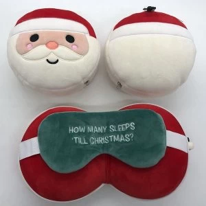 image of Relaxeazzz Plush Christmas Santa Round Travel Pillow & Eye Mask