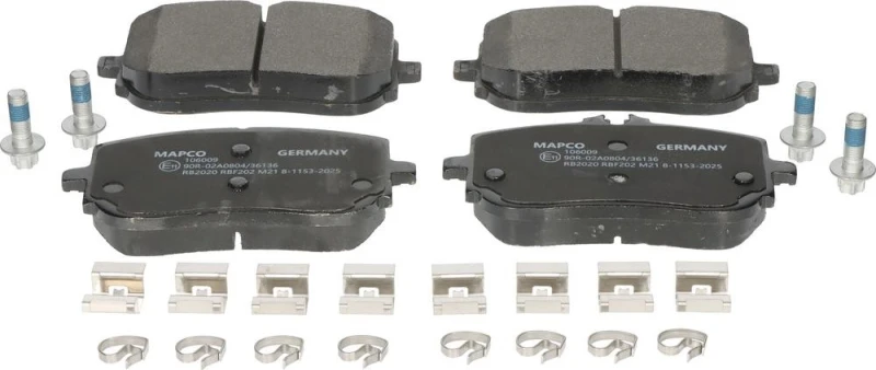 Image of MAPCO 106009 Brake pad set Front Axle, excl. wear warning contact, with accessories, with brake caliper screws Brake Pad Set,disc brake (402)