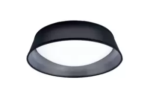 Image of Nordica Flush Ceiling, 3 Light E27, Cylindrical 45cm, White Acrylic with Black Shade
