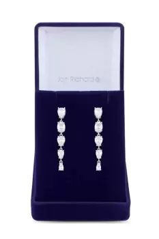 image of Rhodium Plated Cubic Zirconia Pear Drop Earrings - Gift Boxed