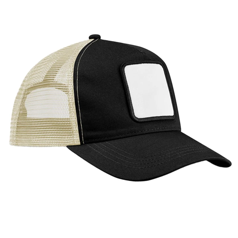 Image of Beechfield Beechfield Men Applique 5 Panel Trucker Cap in Black One Size Male 5063703676465
