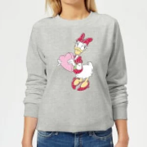 Image of Disney Daisy Duck Love Heart Womens Sweatshirt - Grey - L