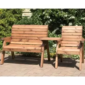 Image of Hand Made 3 Seater Chunky Rustic Wooden Garden Furniture Companion Set with Straight tray