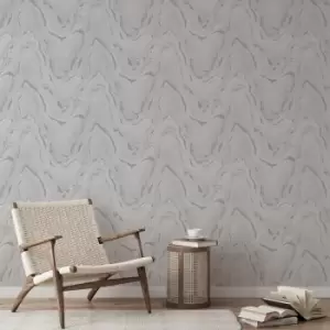 image of Muriva Woodgrain Wallpaper, Silver