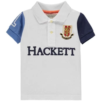 image of Hackett Boys Multi-coloured Short-Sleeved Polo Shirt - White