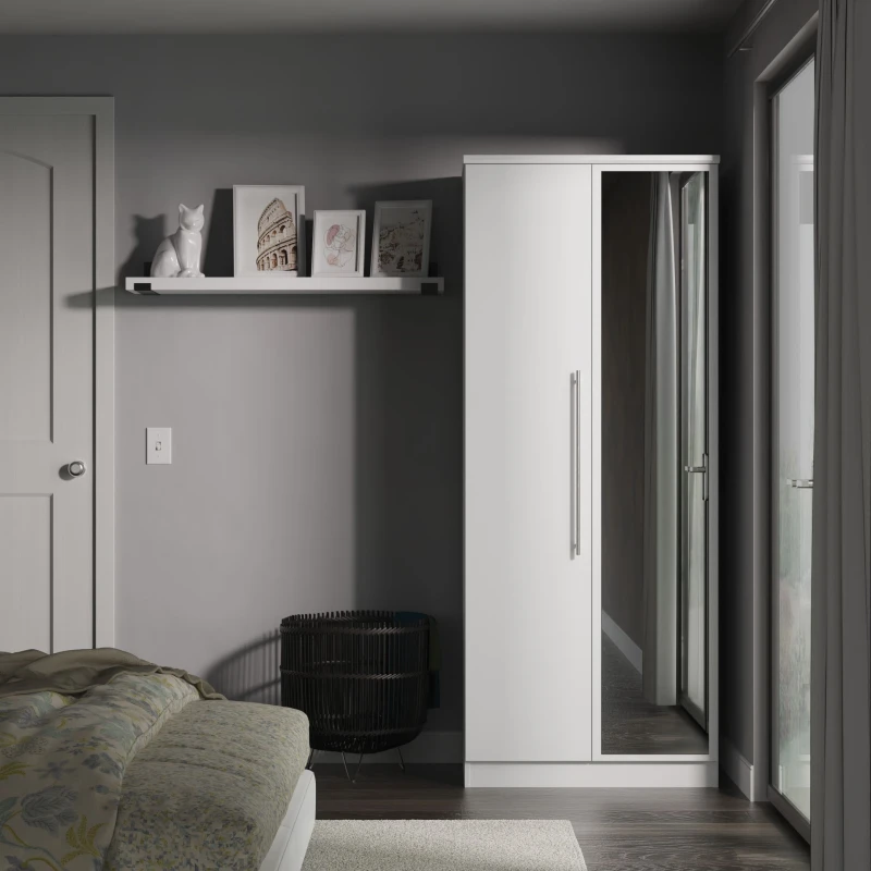 Image of Ready Assembled 2 U Carlton 2 Door Mirrored Robe (Ready Assembled) in White Size: Large White Unisex Large