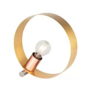Image of Hoop Complete Table Lamp, Brushed Brass, Nickel, Copper Plate
