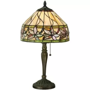 image of Interiors Ashtead - 1 Light Small Table Lamp Tiffany Glass, Dark Bronze Paint with Highlights, E27