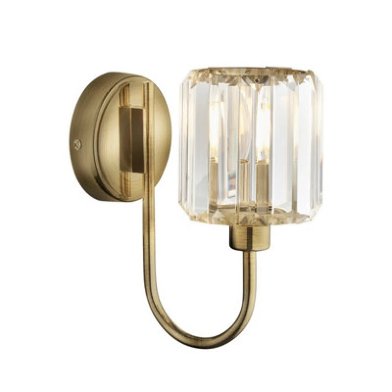 Image of Luminosa Lighting Luminosa Berenice Glass Shade Wall Lamp Antique Brass
