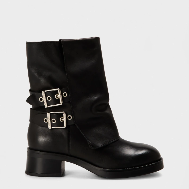 Image of Steve Madden Womens Bonfire Ankle Heeled Boots Black Lthr female 3 (36)