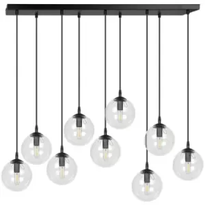 Image of Emibig Cosmo Black Globe Cluster Pendant Ceiling Light with Clear Glass Shades, 9x E14