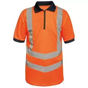 Regatta Mens Hi Vis Pro Reflective Work Polo Shirt (XL) (Orange/Navy) - Orange/Navy