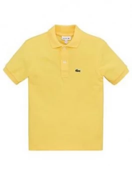 Lacoste Boys Classic Short Sleeve Pique Polo Shirt - Yellow, Size 14 Years