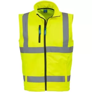 Image of Yoko Mens Hi Vis Softshell Bodywarmer / Workwear (Pack of 2) (XL) (Hi-Vis Yellow) - Hi-Vis Yellow
