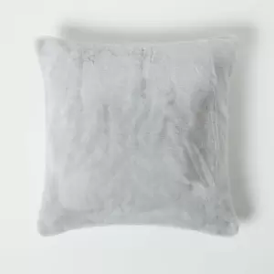 Image of Soft Touch Faux Fur Pink Cushion 46 x 46cm - Grey - Homescapes