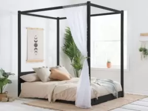 Image of Birlea Darwin 4ft6 Double Black 4 Poster Wooden Bed Frame