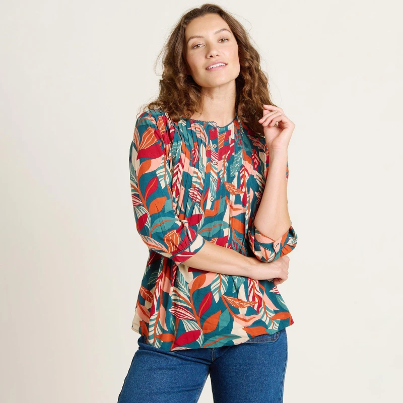 Image of Brakeburn Evergreen Leaves Blouse Multi female