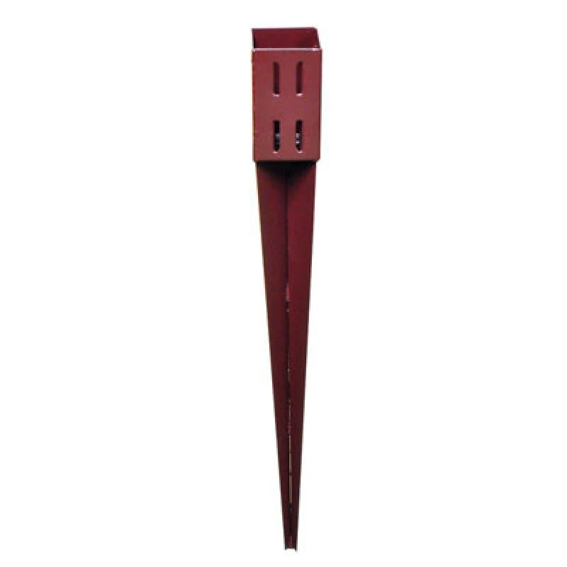 Image of Samuel Alexander 75mm x 75mm (3" x 3") Metal Garden Fence Post Holder & Spike Dark Red unisex