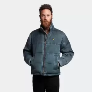 Image of Mens Funnelled Puffer Jacket - Dark Navy - L