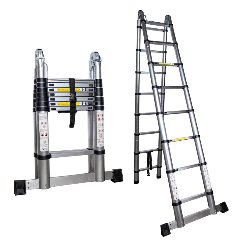 Image of 5m Lightweight Aluminium Hinged Telescopic Extendable Multi-Position Ladder & Step Ladder