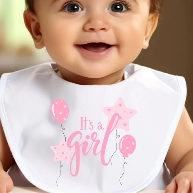 Image of Aye Do Gifts It's a Girl Pink Baby Bib