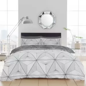 Zander Duvet Cover Bedding Set - Grey - Double - TJ Hughes