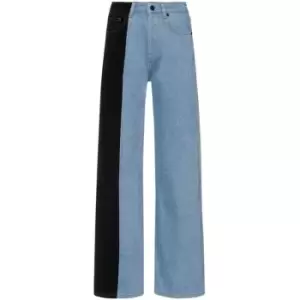 Image of Hugo Contrast Panel Straight Jeans - Blue