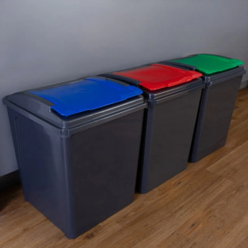 Image of Wham 3 Piece 50L Plastic Recycle Bin Grey unisex