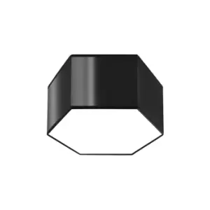 Image of Sunde Decorative Flush Ceiling Light, Black, 15.5cm