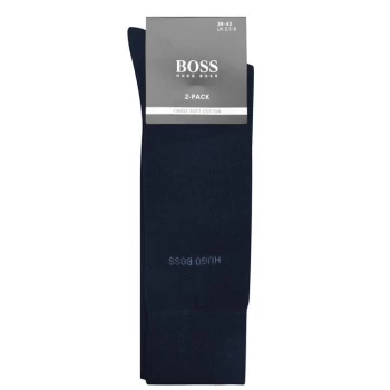 image of BOSS Two Pack Soft Cotton Socks - Blue