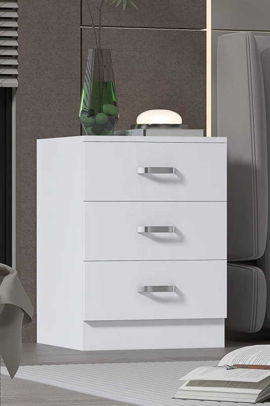 Image of FWStyle 5 Drawer Tall Slim Space Saving Chest Of Drawers - Matt White White