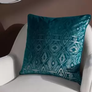 Image of Tayanna Metallic Velvet Cushion Teal, Teal / 50 x 50cm / Cover Only