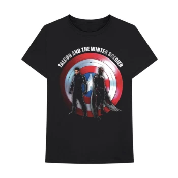 Image of Marvel Comics - Falcon & Winter Soldier Shield Logo Unisex Large T-Shirt - Black