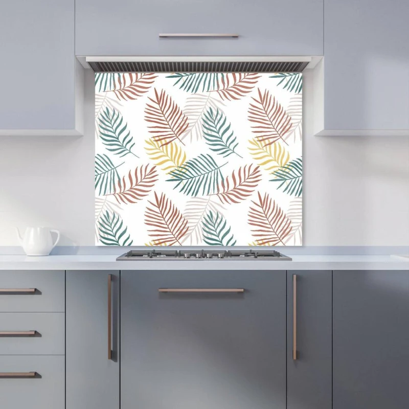 Image of Warren Reed - Designer Palm Branches In Natural Colors Kitchen Splashback in Green Size: 700mm x 750mm Green Unisex 700mm x 750mm