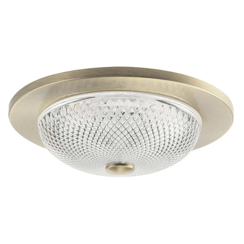 Image of Happy Homewares Modern Bathroom Ceiling Light Fitting with Clear Diamond Effect Glass in Metallic Gold Metallic Gold Unisex