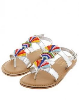 image of Accessorize Girls Beaded Fan Sandals - Multi