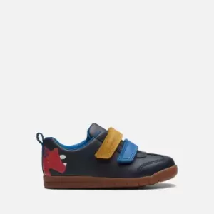 Image of Clarks Toddlers First Den Play Leather Shoes - Navy - UK 4 Baby