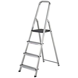 Image of Werner High Handrail 4 Tread Aluminium Stepladder