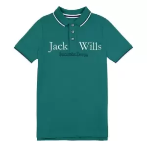 Image of Jack Wills Kids Boys Script Tipped Polo Shirt - Green